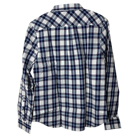 UNTUCKit checkered Button Down Women’s Shirt Size 8 NWT Navy White Classic Stapl - Picture 3 of 11